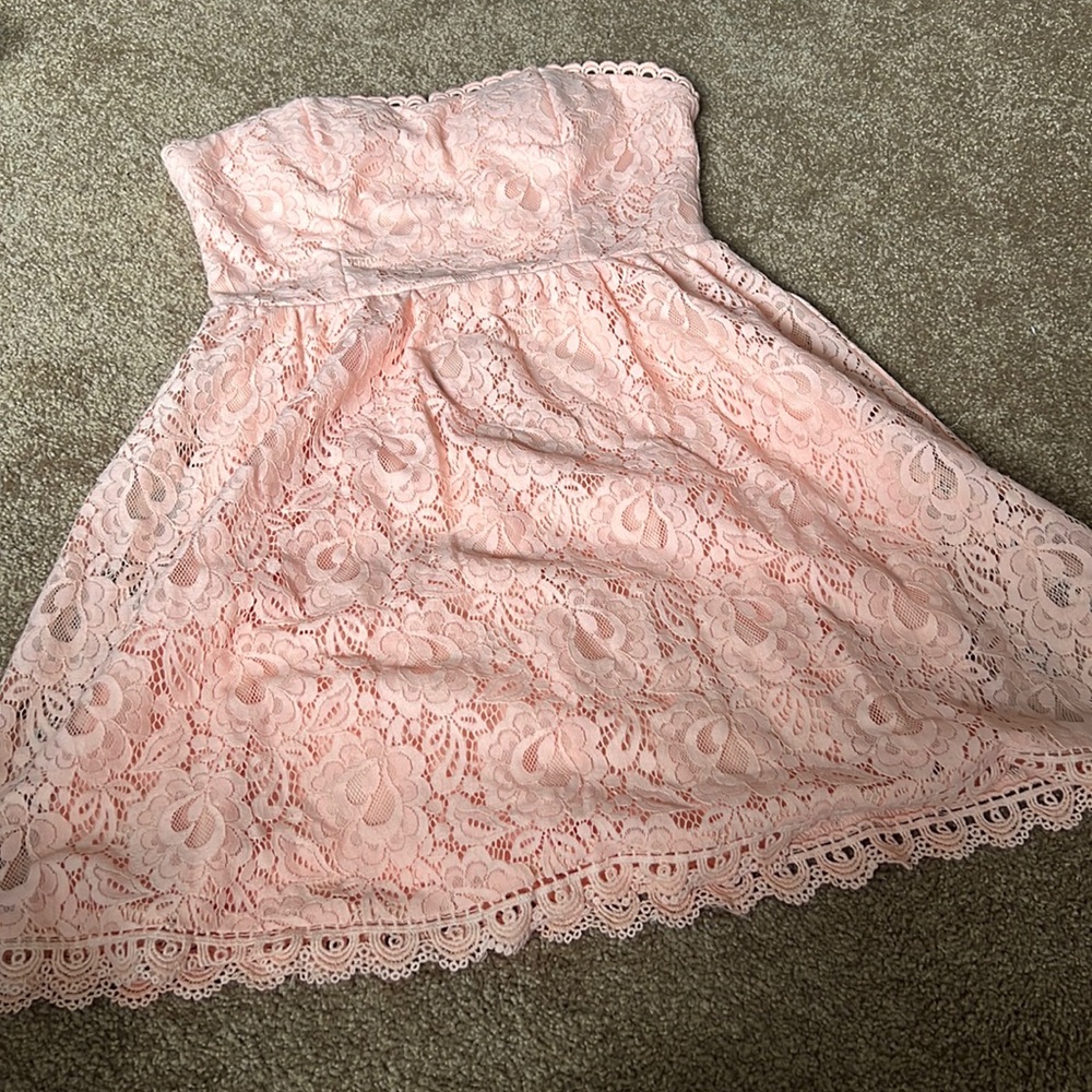 Strapless lace dress